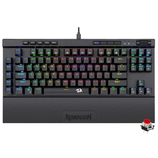 Teclado Gamer Mecânico Redragon K587RGB-PRO Magic-Wand Pro Wireless RGB RED Inglês - Preto