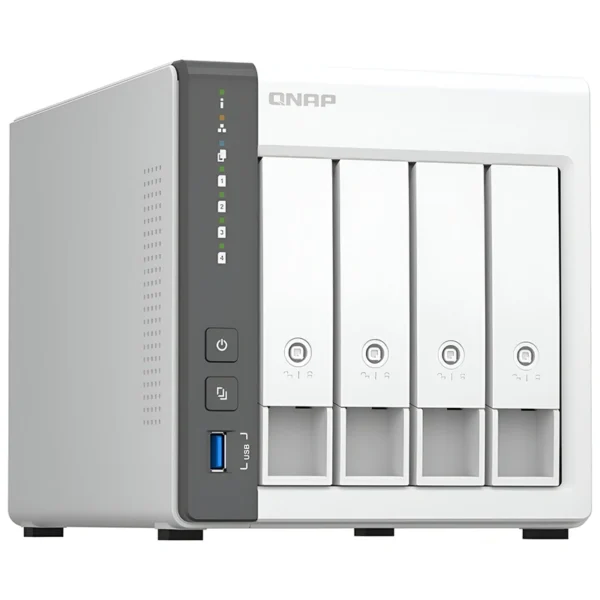 Servidor Nas Storage QNAP TS-433 ARM Cortex-A55 Quad Core 2.0 GHz 4GB RAM 4 Baias USB LAN
