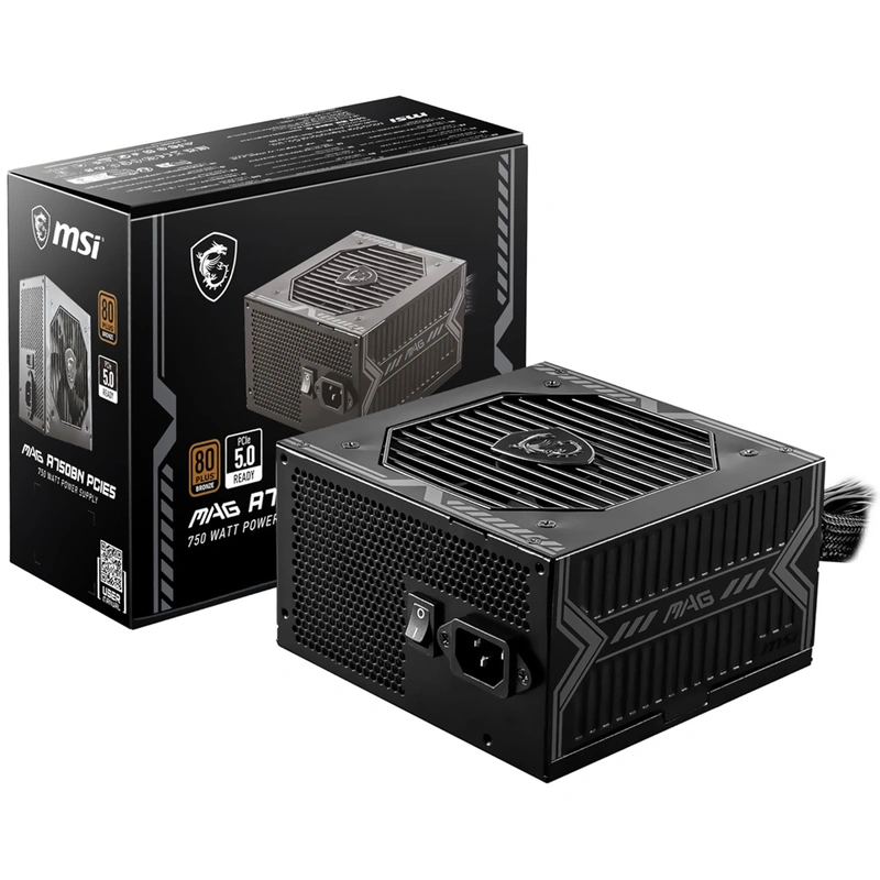 Fonte de Alimentação MSI MAG A750BN PCIE5 750W Não Modular 80 Plus Bronze | Preto