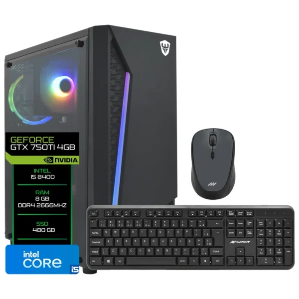 PC Montado Gamer Macrovip Intel Core i5 8400 2.8GHz 8GB RAM 480GB SSD GeForce GTX750TI 4GB