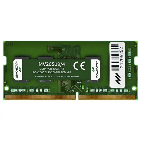 Memória RAM para Notebook Macrovip DDR4 4GB 2666MHz - MV26S194 SODIMM CL19 | MV26S19/4