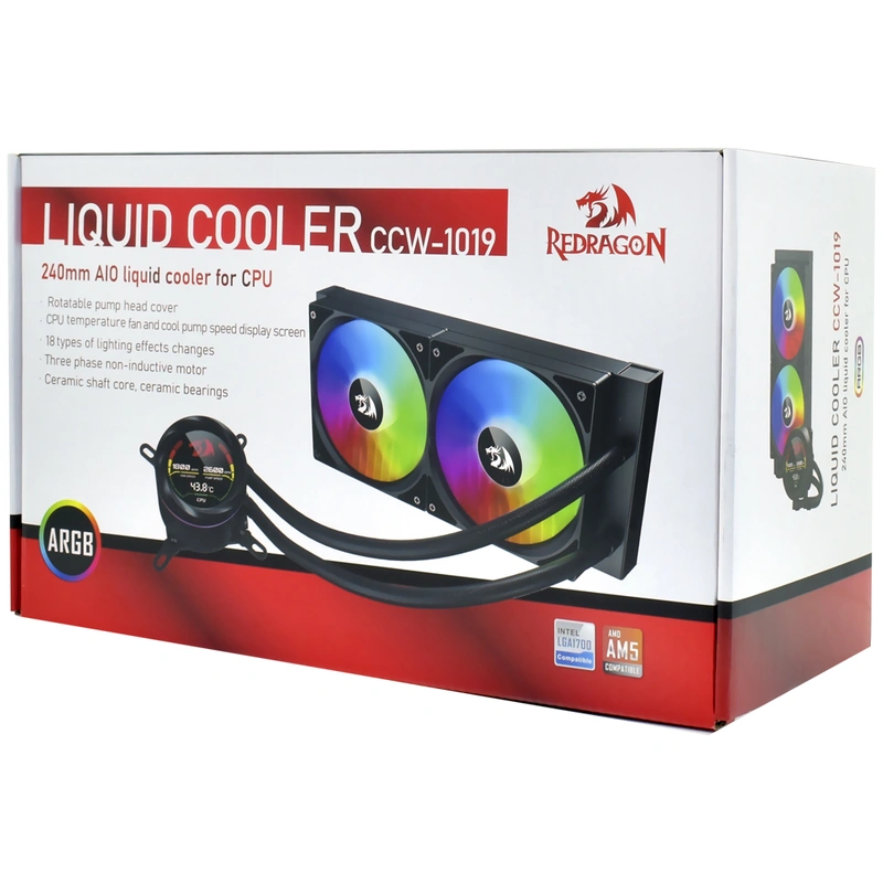Water Cooler para Processador Redragon CCW-1019 240mm ARGB - Preto Intel: LGA 1700 - Imagem 4
