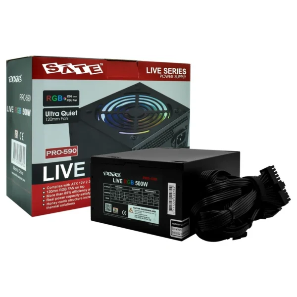 Fonte de Alimentação Satellite PRO590 Real 500W ATX Não Modular RGB PRO590 Smart Real