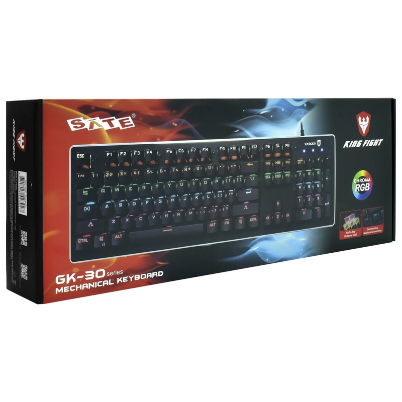 Teclado Gamer Mecânico Satellite GK-302 USB RGB Blue Espanhol - Preto Com fio - Imagem 3