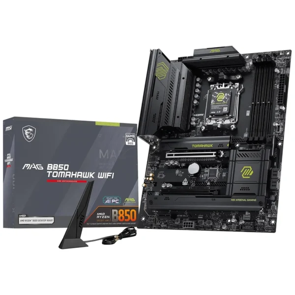 Placa Mãe MSI Mag B850 Tomahawk Wi-Fi Socket AM5 DDR5 AMD B850 ATX Qualcomm Wi-Fi 7