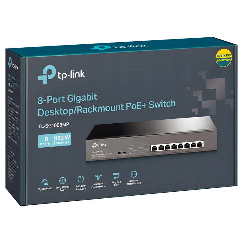 Hub Switch TP-Link TL-SG1008MP Poe+ Racmount 8 Portas - 101001000Mbps | Preto - Imagem 3