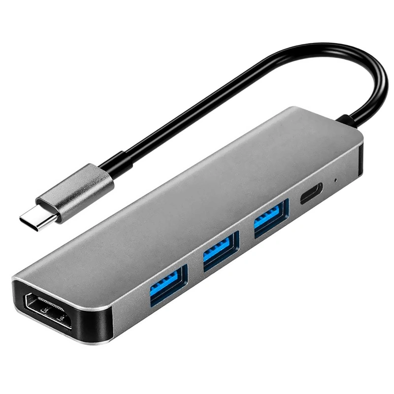 Hub USB-C 3.1 Satellite A-HUBC58 5 Portas HDMI 3 USB 3.0 USB-C Fêmea - Cinza - Imagem 2