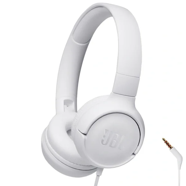 Fone de Ouvido JBL Tune T500 Pure Bass Com Fio - Branco Analógico de 3.5 mm