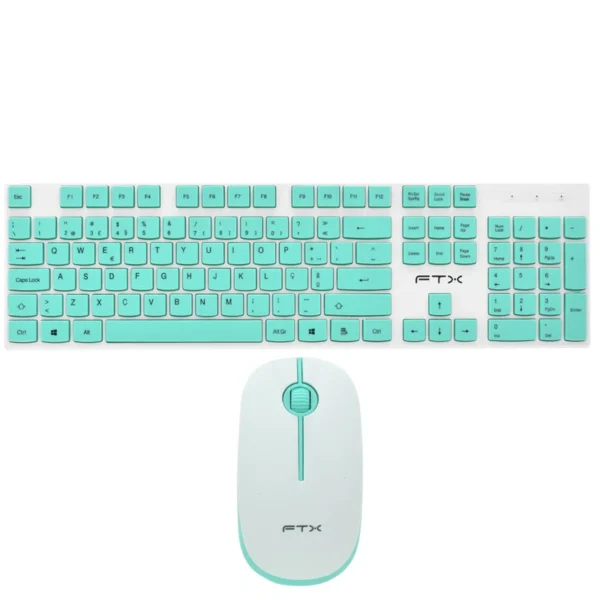Teclado + Mouse FTX GK600 Wireless Português - Branco Verde