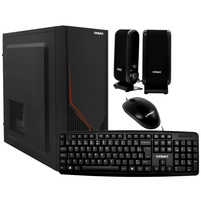 Gabinete Kit Satellite K707 Fonte 200W Mouse Speaker Teclado Português - Preto