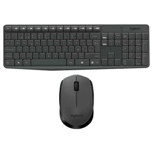 Teclado + Mouse Logitech MK235 Wireless Espanhol - Cinza Preto (920-007901)
