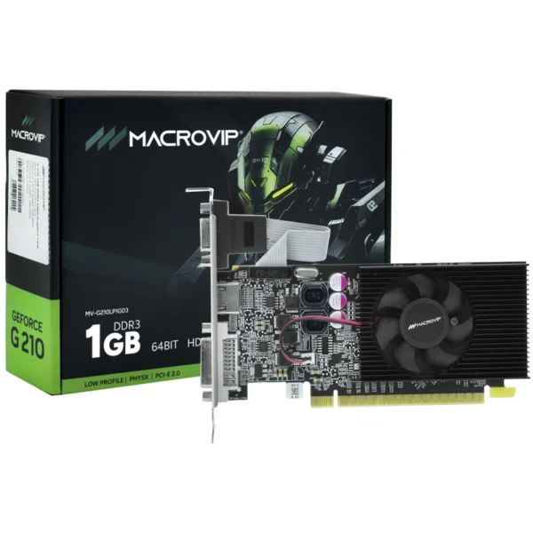 Placa de Vídeo Macrovip 1GB GeForce G210 DDR3 - Low Profile MV-G210LP1GD3 | GT210
