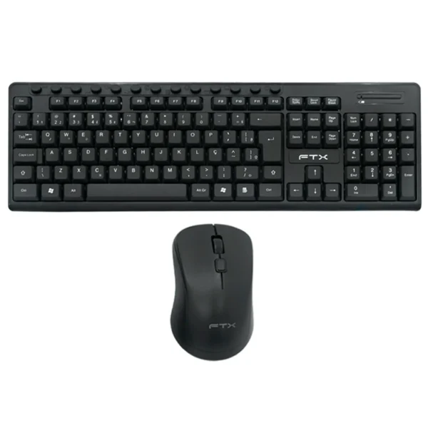 Teclado + Mouse FTX KM250 Wireless Português - Preto Windows USB Receiver