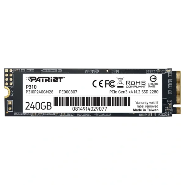 SSD Patriot M.2 240GB P310 NVMe - P310P240GM28 PCIe Gen 3 x 4