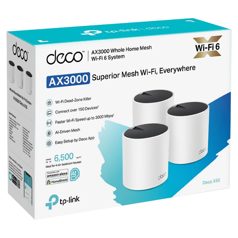 Roteador Tp-Link Deco X55 Whole Home Mesh AX3000 Dual Band 2.4GHz 5GHz Wi-Fi 6 (Kit 3) - Imagem 3