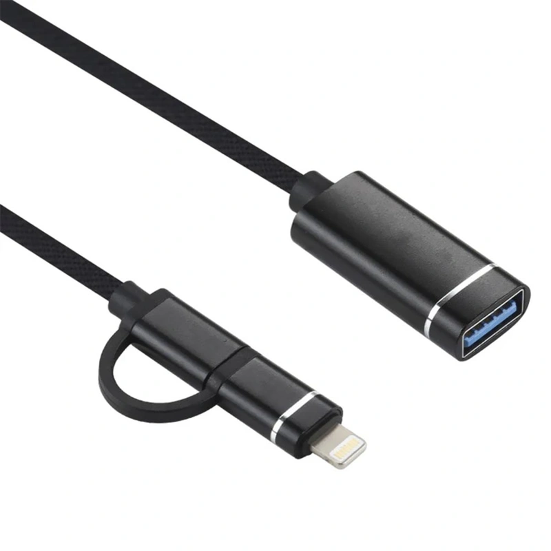 Cabo Adaptador USB 3.0 Fêmea para USB-C Macho Lightning Preto - Imagem 3