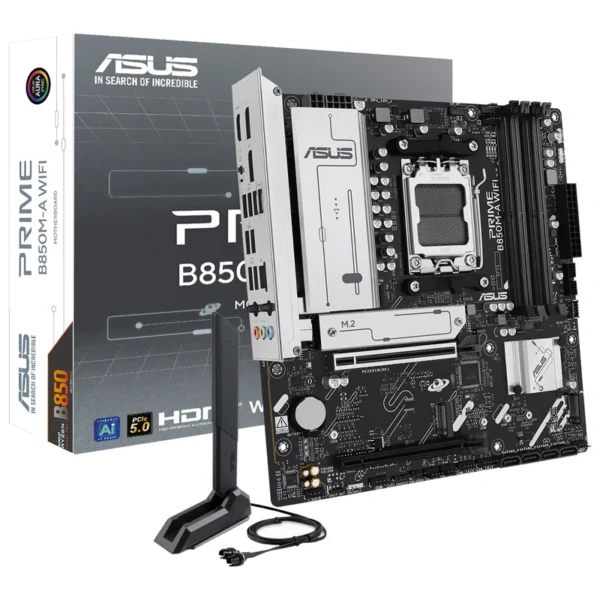 Placa Mãe ASUS Prime B850M-A Wi-Fi Socket AM5 DDR5 AMD B850 Micro ATX | 4 Conectores SATA