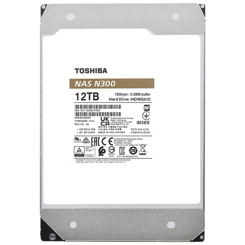 HD Toshiba 12TB N300 Nas 3.5 SATA 6.0 Gbit/s HDWG51CXZSTA