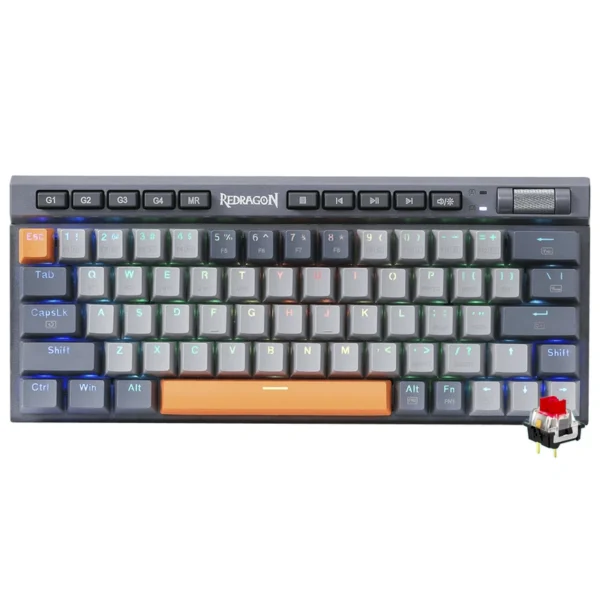 Teclado Gamer Mecânico Redragon K634GG-RGB-PRO Traric Pro Wireless RGB RED Inglês - Cinza