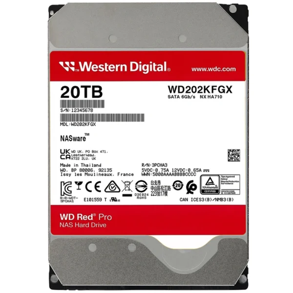 HD Western Digital 20TB WD Red Pro Nas 3.5 SATA 6Gb/s WD202KFGX