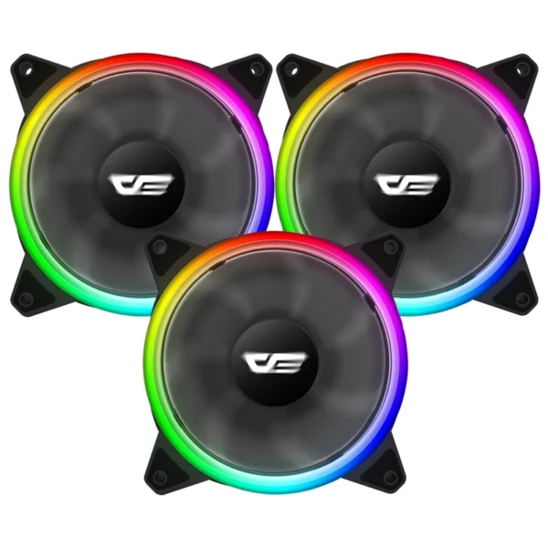 Cooler para Gabinete darkFlash DR12 Pro 12X12 LED RGB - Kit com 3 Preto