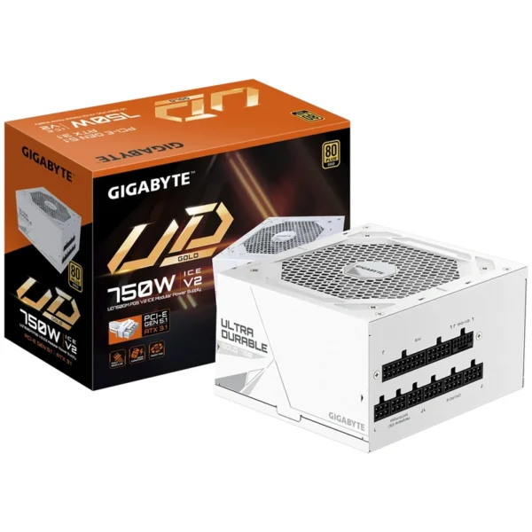 Fonte Gigabyte GP-UD750GM PG5 Ice V2 750W ATX 3.1 Modular 80 Plus Gold Branco