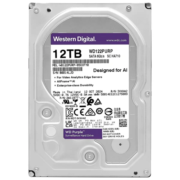 HD Western Digital 12TB WD Purple Pro 3.5 SATA WD122PURP | WD Roxo Pro