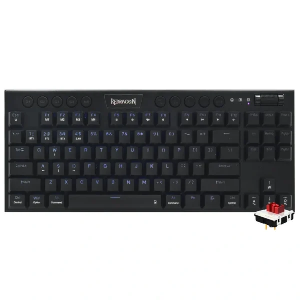 Teclado Gamer Mecânico Redragon K621RGB-PRO Horus Pro TKL Wireless RED Inglês - Preto