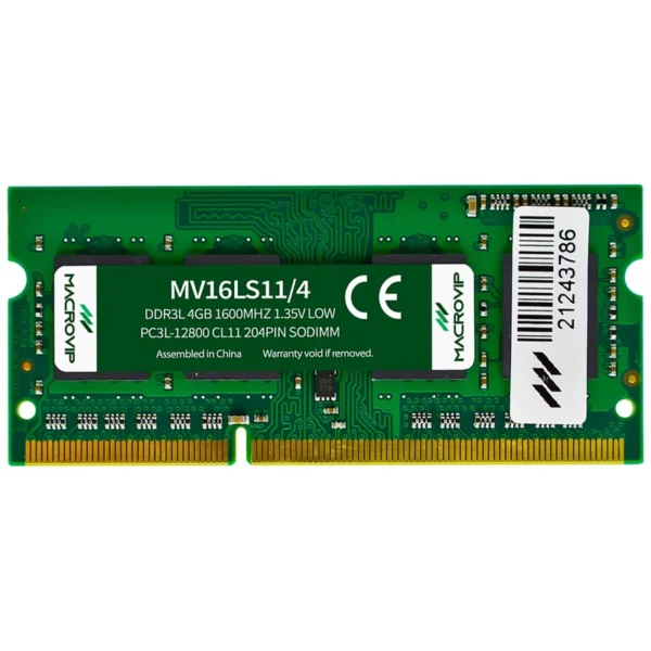 Memória RAM para Notebook Macrovip DDR3L 4GB 1600MHz - MV16LS114 SODIMM | MV16LS11/4
