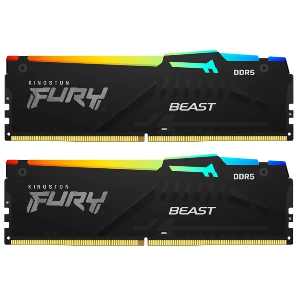 Memória RAM Kingston Fury Beast DDR5 64GB (2x32GB) 5200MHz RGB - Preto (KF552C40BBAK2-64)