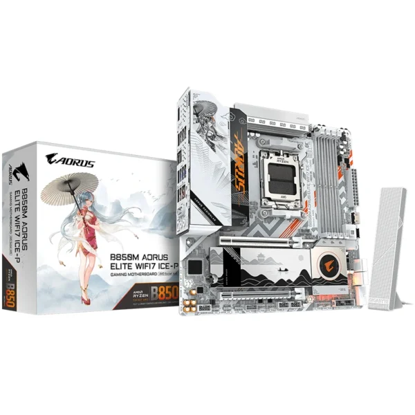 Placa Mãe Gigabyte B850M AORUS Elite Wi-Fi 7 ICE-P Socket AM5 DDR5 AMD B850