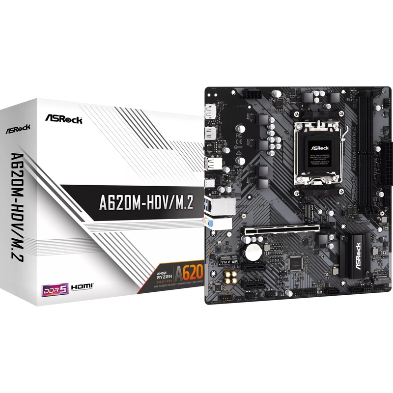 Placa Mãe ASRock A620M-HDVM.2 Socket AM5 DDR5 AMD A620 Micro ATX | A620M-HDV/M.2 - Imagem 2