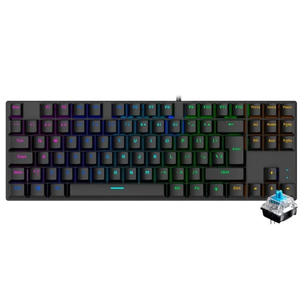 Teclado Gamer Mecânico Satellite GK-51 USB RGB Inglês - Preto Com fio