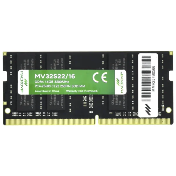 Memória RAM para Notebook Macrovip DDR4 16GB 3200MHz - MV32S2216 SODIMM | MV32S22/16