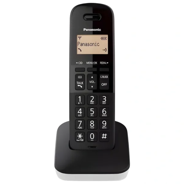 Telefone Panasonic KX-TGB310LAW Sem Fio Base Bina 110V - Branco Preto LCD 1.4" Ambar