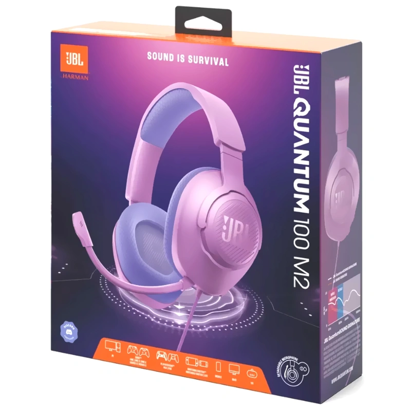 Headset Gamer JBL Quantum 100 M2 Com Fio - Roxo PC Analógico de 3.5 mm - Imagem 3