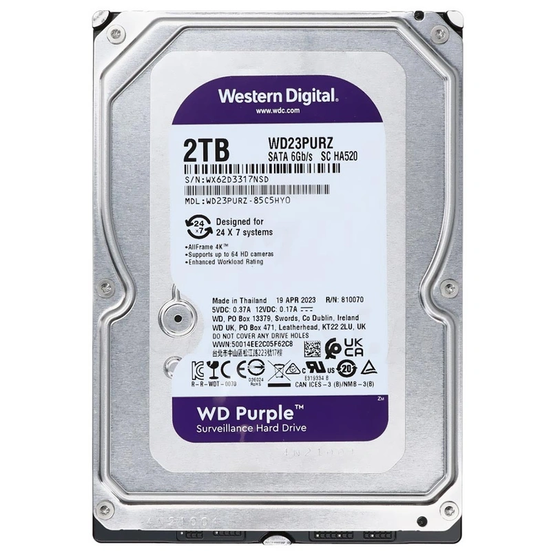 HD Western Digital 2TB WD Purple 3.5 SATA 3 - 6Gb/s WD23PURZ | WD Roxo