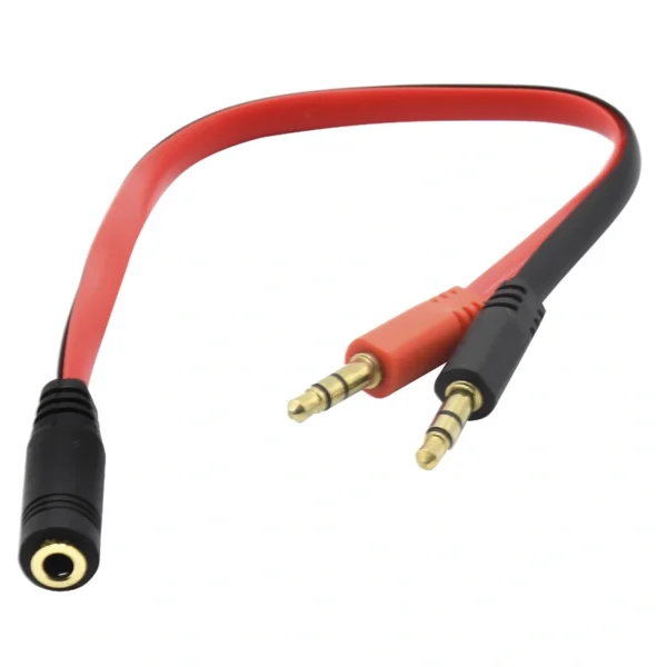 Cabo Áudio Estereo 2 Macho para 1 Áudio Femea - Satellite HS-211T Preto - Vermelho