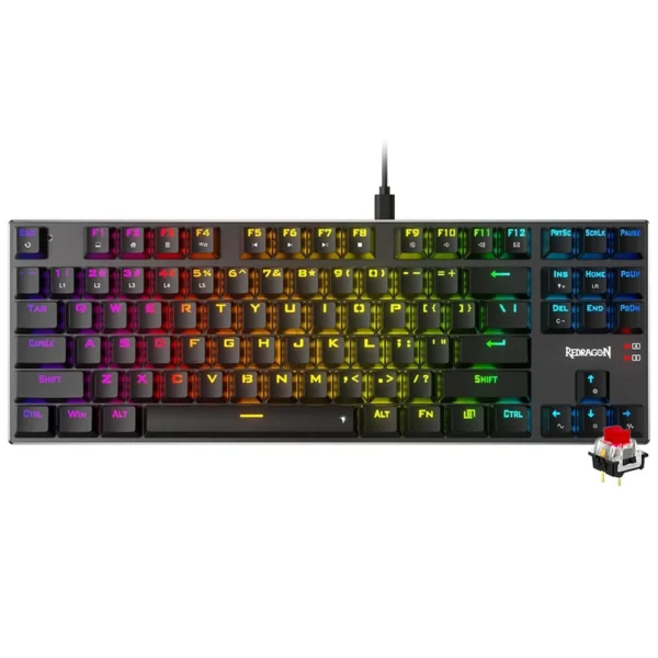 Teclado Gamer Mecânico Redragon K660-RGB Dharma TKL USB RGB RED Inglês - Preto
