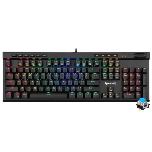 Teclado Gamer Mecânico Redragon K580RGB Vata USB RGB Blue Inglês - Preto | Vata K580