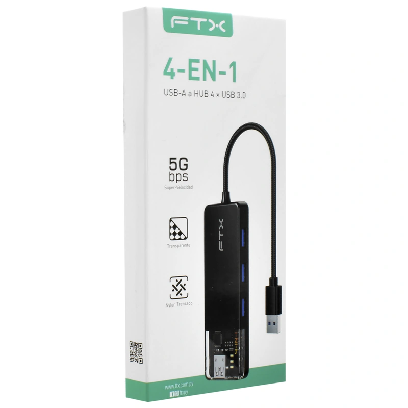 Hub USB 3.0 FTX CT-HUBT1-PB 4 Portas 4 USB 3.0 USB-C Fêmea - Cinza 115533 | Preto - Imagem 3