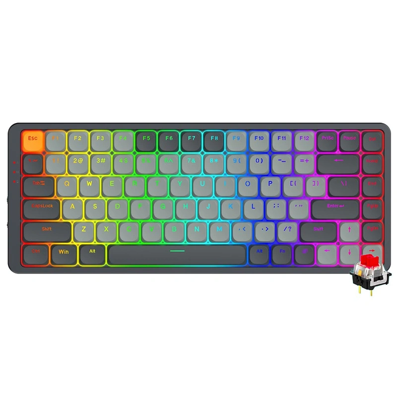 Teclado Gamer Mecânico Redragon K652GG-RGB-PRO Azure Wireless RED Inglês - Cinza