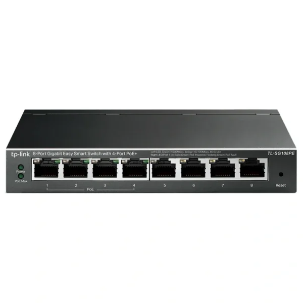 Hub Switch TP-Link TL-SG108PE 8 Portas - 101001000Mbps | Preto