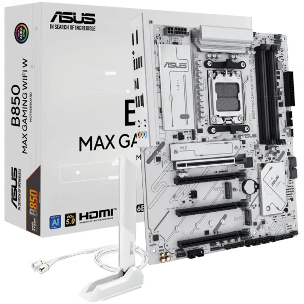Placa Mãe ASUS B850 Max Gaming Wi-Fi W Socket AM5 DDR5 AMD B850 ATX | 4 Conectores SATA