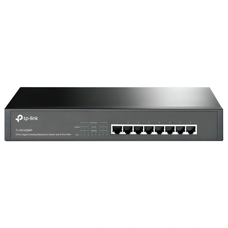 Hub Switch TP-Link TL-SG1008MP Poe+ Racmount 8 Portas - 101001000Mbps | Preto