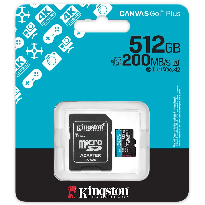 Cartão de Memória Micro SD Kingston Canvas Go Plus U3 C10 V30 A2 512GB - SDCG4512GB - Imagem 3