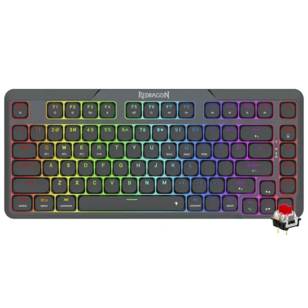 Teclado Gamer Redragon K706RGB-PRO Aether Pro Wireless RGB RED Inglês - Preto