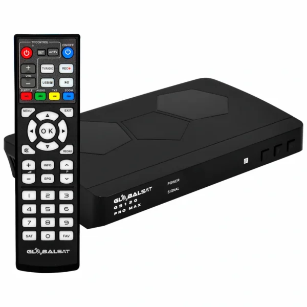 Receptor Digital FTA Globalsat GS120 Pro Max IKS SKS - Preto ACM | Full HD 1080p