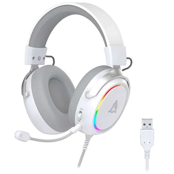 Headset Gamer Ajazz AHW10 RGB Com Fio - Branco Cinza (985447) PC USB 640g