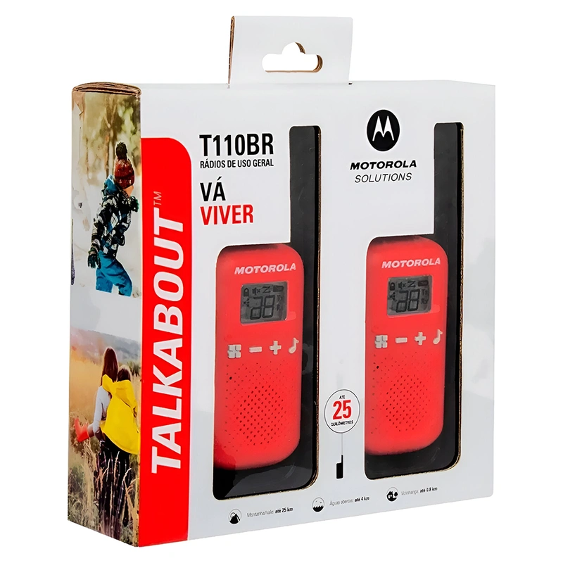 Walkie Talkie Motorola T110 FRS GMRS 16 Milhas - Preto Vermelho TALKABOUT T110 - Imagem 3